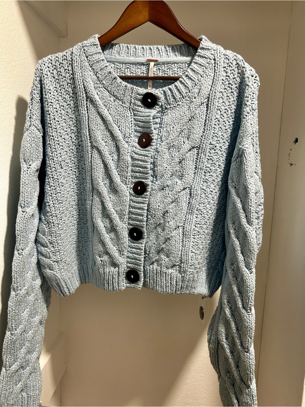 Free people bonfire knit, XL cardigan blue